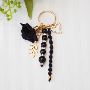 Breloc, ornament pentru geanta - Arc cu frunze si margele - Negru, , , ARTYNOS