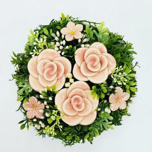 Cutie cu trandafiri, buchet de flori din ceramică, roz, 6 bucăți - casă & stil de viață - decorațiuni de casă - accesorii florale - buchete de flori - Artynos.ro