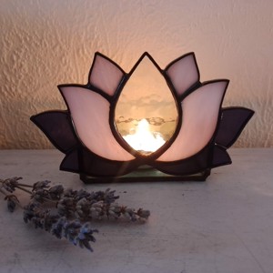 Suport pentru lumânare Tiffany în formă de floare de LOTUS, cadou spiritual. - casă & stil de viață - lumânări, parfumuri, arome - suport lumânări - Artynos.ro