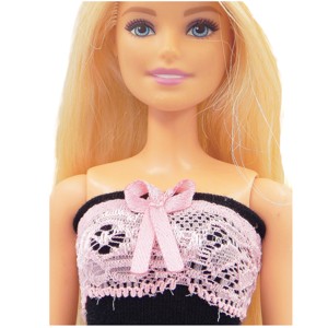 Set drăguț, cu dantelă, în culorile negru și roz � rochie pentru păpuși de tip Barbie (a011rs) - jucării și echipamente pentru copii - jucării și accesorii pentru copii - haine de barbie - Artynos.ro