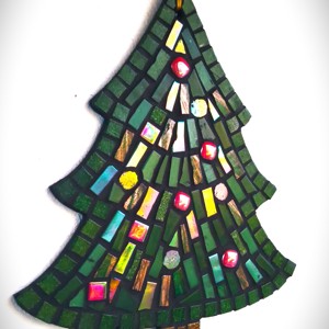 Mozaic pom de Craciun decorare de perete - decorare mozaic de sticla realizate manual pe o baza de lemn, Craciun, Decoratiuni de Craciun de casa, Decoratiuni pentru usa de Craciun, Mozaic, ARTYNOS