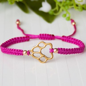 Brățară macramé împletită - Fucsia/gold paw paw -  - Artynos.ro