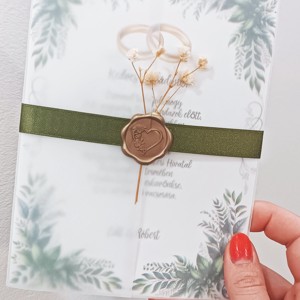 5 buc. Invitatie de nunta personalizata pe hartie calandrata, cu sigiliu de ceara - Artynos.ro