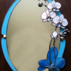 Oglindă Orhidee 3D din sticlă Tiffany -  - Artynos.ro