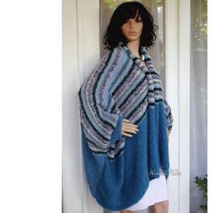 ALPAKA COAT, CARDIGAN - palton exclusiv tricotat manual: AGORA /Peacock XXL, Imbracaminte si moda, Haine dama, Hanorace, cardigane, Impletitura, ARTYNOS