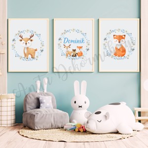 Decal de perete Boyname cu animale de padure set de 3, , , ARTYNOS