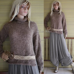 TEKNŐC ALPAKA - pulover exclusiv tricotat manual / alb închis - îmbrăcăminte și modă - haine damă - hanorace, cardigane - Artynos.ro