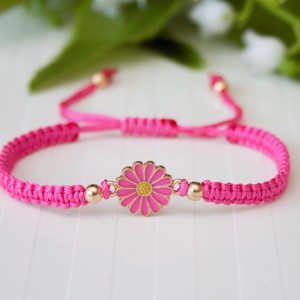 Bratara macramé impletita - Floare roz, , , ARTYNOS