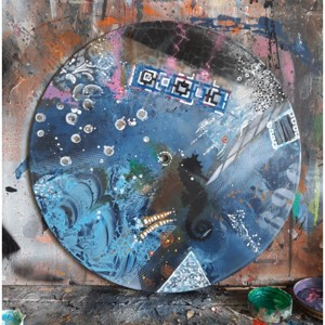 Vinil II. Acrilic abstract pe un disc de vinil -  - Artynos.ro