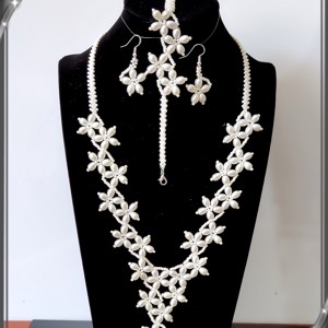 Nunta, mireasa, set de bijuterii casual, SSZEB-GY02-te alb - Artynos.ro