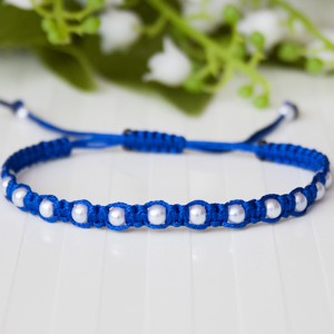 Bratara macramé impletita - Margele albastru inchis/alb, , , ARTYNOS