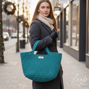 Carry � geantă mare, pliabilă, din bumbac croșetat - genți și portofele - genți de mână și umăr - geantă mare - Artynos.ro