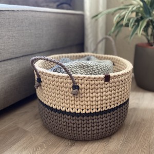 Cos mare de depozitare crosetat - caramel-mocha duo, , , ARTYNOS