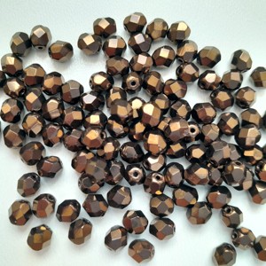 Margele cehe fatetate din sticla - 6mm - 40 buc / pachet - maro inchis stralucitor, , , ARTYNOS