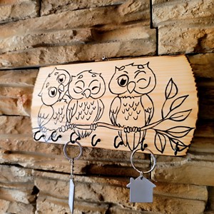 Suport de chei de perete în formă de bufniță, realizat manual  - casă & stil de viață - decorațiuni de casă - decorațiuni de pereți - suport pentru chei - Artynos.ro