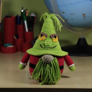 Elf Grinch, , , Un elf minunat de Craciun crosetat din fire de bumbac 100%, inalt de 20-25 cm., ARTYNOS