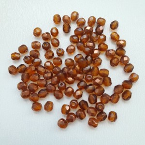 Margele cehe din sticla fatetata - 4mm - 100 buc / pachet - maro, , , ARTYNOS