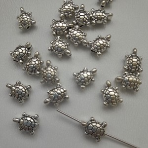 Pandantiv metalic, intermediar - 10x8mm - testoasa - 10 buc / pachet - culoare argintiu antichizat, , , ARTYNOS