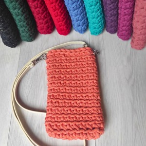 Suport de telefon crosetat in culori la alegere - curea transversala pentru telefoane mobile, Genti si portofele, Portofele, huse, suporturi, Husa telefon, Crosetat, ARTYNOS