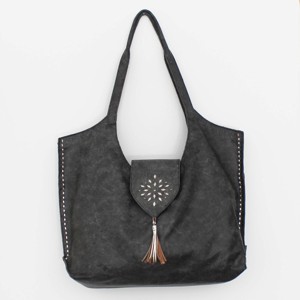 Geanta hobo din piele cu aspect de marmura neagra - Artynos.ro