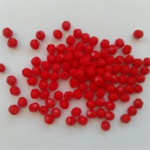 Margele cehe fatetate din sticla - 4mm - 100 buc / pachet - rosu, , , ARTYNOS