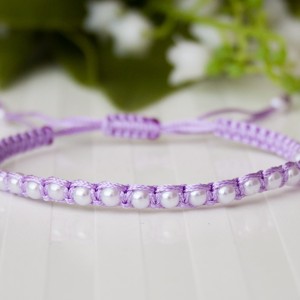 Bratara macramé impletita - Margele violet deschis/alb, , , ARTYNOS