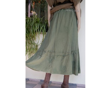 BERTA - shabby chic design-szoknya / kekizöld - îmbrăcăminte și modă - haine damă - fustă damă - Artynos.ro