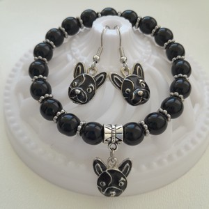 Set de bijuterii cu caine Bulldog - bratara, cercei, , , ARTYNOS