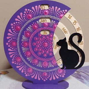 Calendar perpetuu Almond cu pisică - lavanda -  - Artynos.ro