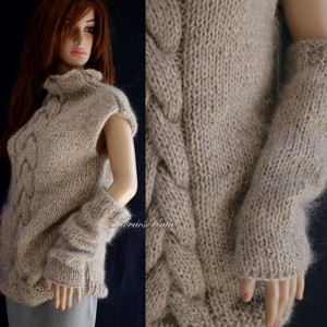 NESSY-SZETT - pulover de iarnă exclusiv tricotat manual cu tulpini de mănuși - îmbrăcăminte și modă - haine damă - hanorace, cardigane - Artynos.ro