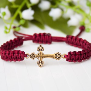 Bratara macramé impletita - Cross burgundy, , , ARTYNOS