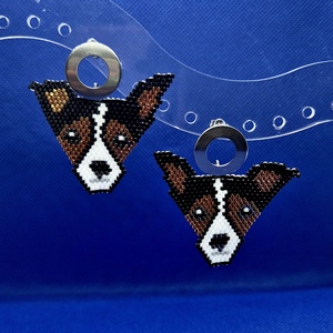 Cercei Jack Russell, Bijuterii, Cercei din margele, Cercei, Cusatura, ARTYNOS