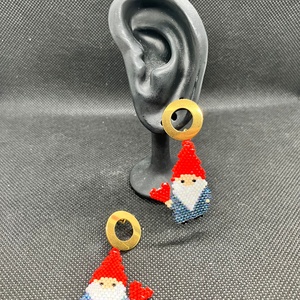 Cercei gnomi bleumarin, Bijuterii, Cercei, Cercei din margele, Cusatura, ARTYNOS