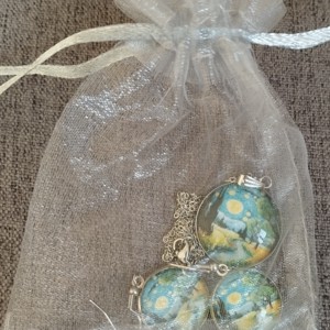 Lentile de sticlă inspirate de Van Gogh, set colier și cercei din oțel medical -  - Artynos.ro