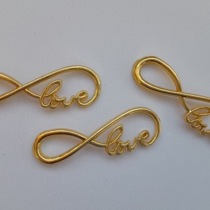 Distantier metalic (curbat) - 39x13mm - semn dragoste, infinit - 5 bucati / pachet - culoare aurie, , , ARTYNOS