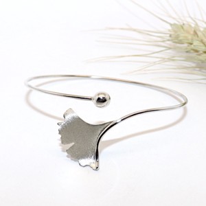 Ginkgo biloba, bratara argintie mata pentru femei, reglabila (EGK.18), , , ARTYNOS