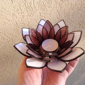 Suport pentru lumânare Tiffany în formă de floare de LOTUS, cadou spiritual. - casă & stil de viață - lumânări, parfumuri, arome - suport lumânări - Artynos.ro