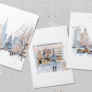 Carte poștală de Crăciun, New York, felicitare, set cadou de 3 -  - Artynos.ro