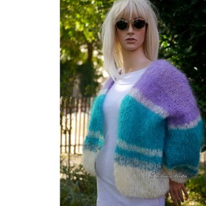 MOHER-BOMBER - cardigan tricotat manual la modă, pulover - îmbrăcăminte și modă - haine damă - hanorace, cardigane - Artynos.ro