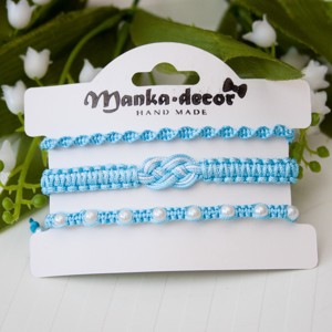 Brățară macramé împletită cu nod celtic - Albastru deschis/alb -  - Artynos.ro