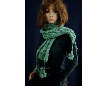CSINGILINGI - eșarfă tricotată manual din alpaca / verde - îmbrăcăminte și modă - eșarfe, pălării, fularuri - eșarfe - Artynos.ro