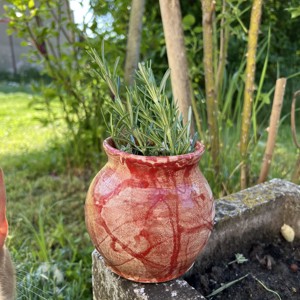 Vază Raku roșu aprins -  - Artynos.ro