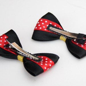 Clip de păr cu arc - negru/roșu cu buline Minnie Mouse -  - Artynos.ro