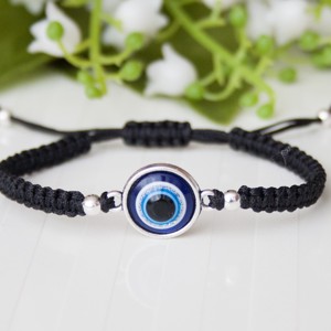 Bratara macramé impletita cu ochi de protectie - Negru, , , ARTYNOS