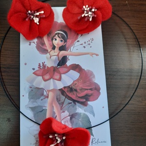 Set colier si cercei cu maci - bijuterii - coliere - coliere cu pandative - Artynos.ro