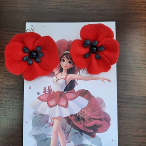  Cercei cu maci si stamine negre - bijuterii - cercei - cercei lungi - Artynos.ro