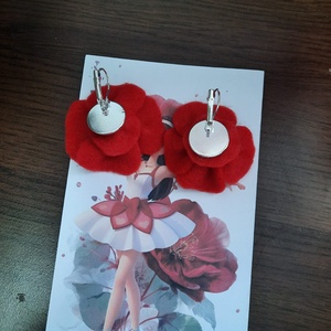  Cercei cu maci si stamine negre - bijuterii - cercei - cercei lungi - Artynos.ro