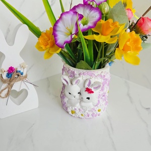 Decoratiune vaza cu iepurasi, Casa & Stil de viata, Decoratiuni de casa, Decoratiuni de masa si rafturi, Decoratiuni de masa, Aranjament de flori, ARTYNOS