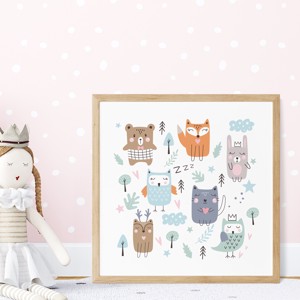 Forest animal arta de perete, poster, camera copiilor imagine, cadou -  - Artynos.ro