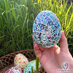 Ou de Paște decorat cu mozaicuri - albastru -  - Artynos.ro